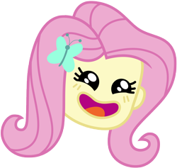 Size: 8024x7595 | Tagged: safe, artist:famousmari5, imported from derpibooru, fluttershy, equestria girls, equestria girls series, game stream, spoiler:eqg series (season 2), absurd resolution, emoji, female, happy, head only, open mouth, simple background, solo, transparent background, vector