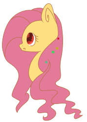 Size: 657x923 | Tagged: safe, artist:lalagirl144d, imported from derpibooru, fluttershy, pony, alternate eye color, bust, female, mare, portrait, profile, red eyes, simple background, solo, transparent background