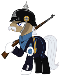 Size: 2172x2762 | Tagged: safe, artist:brony-works, imported from derpibooru, earth pony, pony, clothes, facial hair, gun, male, moustache, pickelhaube, rifle, simple background, solo, stallion, sweden, transparent background, uniform, vector, weapon