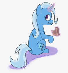 Size: 1000x1073 | Tagged: safe, artist:susannahindyk, imported from derpibooru, trixie, pony, unicorn, bread, cute, diatrixes, eating, female, food, magic, mare, no catchlights, no pupils, profile, sitting, solo, telekinesis, toast