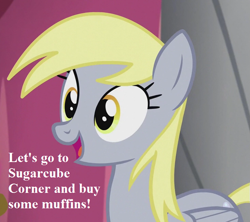 Size: 729x648 | Tagged: safe, edit, edited screencap, imported from derpibooru, screencap, derpy hooves, slice of life (episode), bronybait, cropped, cute, derpabetes, dialogue, text, underp