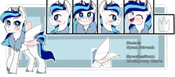 Size: 1348x593 | Tagged: safe, artist:shimale, imported from derpibooru, oc, oc only, oc:cyan streak, mothpony, original species, female, reference sheet, solo, transparent wings, ych result