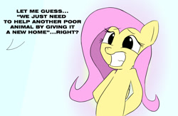 Size: 1300x850 | Tagged: safe, artist:hoodie-stalker, imported from derpibooru, fluttershy, pegasus, pony, bipedal, cute, dialogue, female, grin, gritted teeth, hooves behind back, nervous, nervous grin, offscreen character, sheepish grin, shyabetes, smiling, solo, teeth