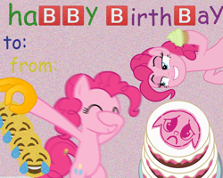 Size: 2000x1600 | Tagged: safe, imported from derpibooru, pinkie pie, earth pony, pony, :c, apology cake, bipedal, cake, clone, covering face, crying laughing emoji, cupcake, cursed image, dab, dank memes, emoji, eyes closed, facehoof, female, floppy ears, food, frown, grin, happy birthday, hoof hold, lidded eyes, looking at you, mare, multeity, ok hand emoji, pinkie being pinkie, pinkie physics, sad, sideways, simple background, smiling, smirk, stamp of forgiveness, static, text, wat, 🅱, 👌, 😂