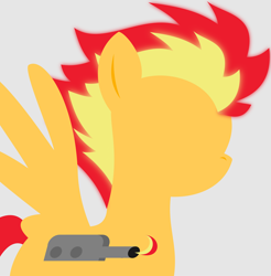 Size: 4000x4057 | Tagged: safe, artist:keronianniroro, imported from derpibooru, pegasus, pony, absurd resolution, blue background, derpibooru background pony icon, flamethrower, simple background, solo, vector, weapon