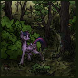 Size: 2160x2160 | Tagged: safe, artist:danton-y17, imported from derpibooru, twilight sparkle, alicorn, pony, female, forest, solo, twilight sparkle (alicorn)