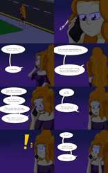 Size: 2000x3200 | Tagged: safe, artist:jake heritagu, imported from derpibooru, adagio dazzle, comic:aria's archives, comic:rise, series:sciset diary, equestria girls, cellphone, clothes, comic, dialogue, dress, female, implied sunset shimmer, phone, speech bubble