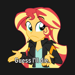 Size: 630x630 | Tagged: safe, artist:wubcakeva, imported from derpibooru, sunset shimmer, equestria girls, female, guess i'll die, meme, solo