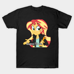 Size: 630x630 | Tagged: safe, artist:wubcakeva, imported from derpibooru, sunset shimmer, equestria girls, guess i'll die, t shirt design, wat