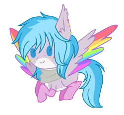 Size: 1200x1112 | Tagged: safe, artist:t-aroutachiikun, imported from derpibooru, oc, oc only, oc:dust feather, pegasus, pony, chibi, colored wings, multicolored wings, simple background, solo, transparent background