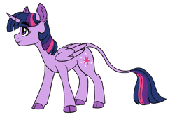 Size: 690x481 | Tagged: safe, artist:saphi-boo, imported from derpibooru, twilight sparkle, alicorn, pony, cloven hooves, cutie mark, ear fluff, eyebrows, eyebrows visible through hair, female, horn, leonine tail, lowres, mare, simple background, solo, standing, transparent background, twilight sparkle (alicorn), wings