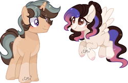 Size: 1024x664 | Tagged: safe, artist:moon-rose-rosie, imported from derpibooru, oc, oc only, pegasus, pony, unicorn, female, male, mare, simple background, stallion, transparent background