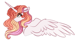 Size: 678x382 | Tagged: safe, artist:saphi-boo, imported from derpibooru, oc, oc only, oc:scarlet, alicorn, pony, alicorn oc, bust, eyebrows, eyebrows visible through hair, female, floppy ears, long horn, magical lesbian spawn, mare, next generation, offspring, parent:princess celestia, parent:rainbow dash, parents:dashlestia, serious, serious face, simple background, solo, spread wings, transparent background, wings