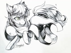 Size: 1280x951 | Tagged: safe, artist:swaybat, imported from derpibooru, oc, oc only, earth pony, pony, clothes, male, scarf, sketch, solo, stallion