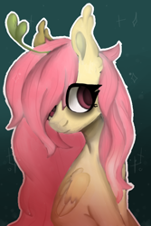 Size: 500x750 | Tagged: safe, artist:drunkencoffee, imported from derpibooru, oc, oc only, oc:shy sprout, pony, alternate eye color, base used, leaf, not fluttershy, solo