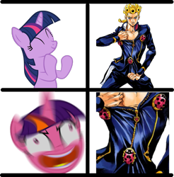 Size: 833x845 | Tagged: safe, imported from derpibooru, twilight sparkle, human, ladybug, pony, spoiler:interseason shorts, faic, giorno giovanna, jojo's bizarre adventure, meme, reaction, twilight hates ladybugs, vento aureo