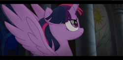 Size: 1920x939 | Tagged: safe, imported from derpibooru, screencap, twilight sparkle, alicorn, pony, my little pony: the movie, epic, female, mare, smiling, spread wings, twilight sparkle (alicorn), windswept mane, wings