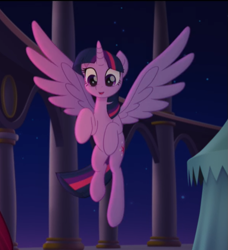 Size: 591x648 | Tagged: safe, imported from derpibooru, screencap, twilight sparkle, alicorn, pony, my little pony: the movie, cropped, female, flying, spread wings, twilight sparkle (alicorn), wings