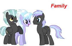 Size: 1360x869 | Tagged: safe, artist:plami55, imported from derpibooru, cloudchaser, thunderlane, oc, oc:star comet, pegasus, pony, family, female, male, offspring, parent:cloudchaser, parent:thunderlane, parents:thunderchaser, shipping, simple background, stallion, straight, thunderchaser, white background