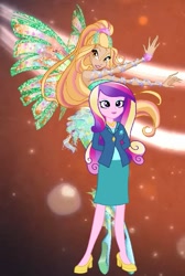 Size: 449x668 | Tagged: safe, artist:ani80, imported from derpibooru, princess cadance, fairy, human, equestria girls, friendship games, clothes, crossover, daphne, daphne (winx club), dean cadance, dress, fairy wings, fins, high heels, humanized, rainbow s.r.l, shoes, sirenix, winged humanization, wings, winx club