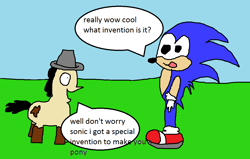 Size: 1100x700 | Tagged: safe, artist:mudlove2, imported from derpibooru, oc, oc:mudlove, 1000 hours in ms paint, crossover, dialogue, sonic the hedgehog, sonic the hedgehog (series), speech bubble