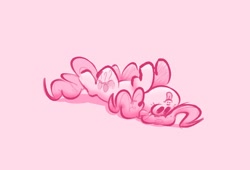 Size: 3396x2303 | Tagged: safe, artist:hattsy, imported from derpibooru, pinkie pie, earth pony, pony, :p, cute, diapinkes, female, hooves, mare, monochrome, on back, pink background, ponk, raised hoof, silly, simple background, solo, tongue out, upside down