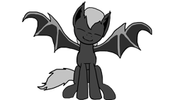 Size: 1920x1080 | Tagged: safe, artist:aetriphous, imported from derpibooru, oc, oc only, oc:arcane moonlight, bat pony, pony, bat pony oc, bat wings, flat colors, gift art, happy, happy pony, hooves, present, solo, spread wings, wings