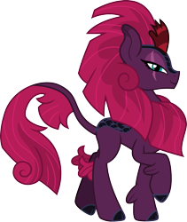 Size: 1265x1500 | Tagged: safe, artist:cloudy glow, artist:cloudyglow, imported from derpibooru, tempest shadow, kirin, sounds of silence, broken horn, eye scar, female, horn, kirin tempest shadow, kirin-ified, quadrupedal, scar, simple background, smiling, solo, species swap, transparent background, vector