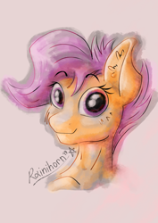 Size: 1600x2263 | Tagged: safe, artist:rainihorn, imported from derpibooru, scootaloo, pegasus, pony, bust, cute, cutealoo, portrait