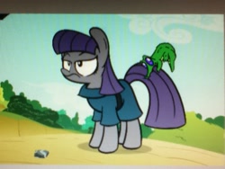 Size: 960x720 | Tagged: safe, artist:turtlefarminguy, imported from derpibooru, gummy, maud pie, maud pie (episode), annoyed, picture of a screen
