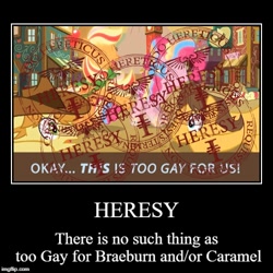 Size: 500x500 | Tagged: safe, artist:toonbat, deleted from derpibooru, edit, editor:feathertrap, imported from derpibooru, applejack, braeburn, caramel, dawn sunrays, pinkie pie, twilight's kingdom, appleloosa, heresy, rainbow power, stamp, text