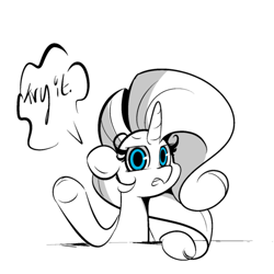 Size: 500x500 | Tagged: safe, artist:turtlefarminguy, imported from derpibooru, rarity, boop, looking at you, rarity is not amused, text, tumblr, unamused