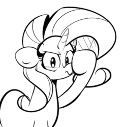 Size: 500x500 | Tagged: safe, artist:turtlefarminguy, imported from derpibooru, rarity, pony, animated, boop, female, gif, looking at you, rarity is not amused, unamused
