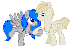 Size: 1280x857 | Tagged: safe, artist:fioweress, imported from derpibooru, oc, oc only, oc:swan feather, oc:velvet starfall, pegasus, pony, female, male, mare, simple background, stallion, transparent background