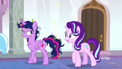 Size: 1920x1080 | Tagged: safe, imported from derpibooru, screencap, silverstream, starlight glimmer, twilight sparkle, alicorn, pony, a matter of principals, messy mane, twilight sparkle (alicorn)