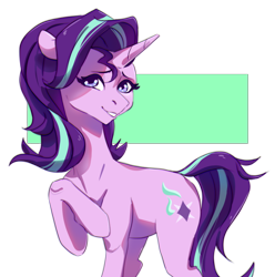 Size: 938x944 | Tagged: safe, artist:komandorpush, imported from derpibooru, starlight glimmer, pony, unicorn, female, looking at you, mare, raised hoof, smiling, solo