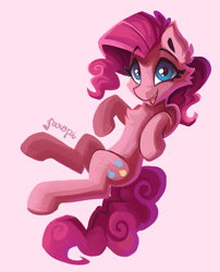 Size: 2201x2724 | Tagged: dead source, safe, artist:saxopi, imported from derpibooru, pinkie pie, earth pony, pony, cheek fluff, chest fluff, cute, diapinkes, ear fluff, female, mare, pink background, simple background, smiling, solo