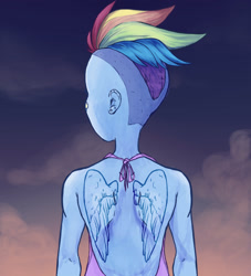 Size: 2500x2750 | Tagged: safe, artist:magiak416, imported from derpibooru, rainbow dash, human, back, female, high res, humanized, pony coloring, solo, tattoo, wings