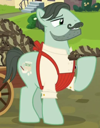 Size: 520x665 | Tagged: safe, imported from derpibooru, screencap, cracked wheat, earth pony, pony, the parent map, ancient pony grain bread, cart, cropped, male, solo, stallion