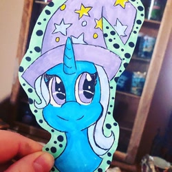 Size: 640x640 | Tagged: artist needed, safe, imported from derpibooru, trixie, pony, unicorn, irl, photo, solo, traditional art