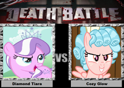 Size: 900x643 | Tagged: safe, artist:negaboss2000, imported from derpibooru, cozy glow, diamond tiara, pony, death battle, exploitable meme, meme