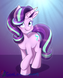 Size: 1182x1461 | Tagged: safe, artist:sonleeforever5, imported from derpibooru, starlight glimmer, pony, unicorn, cute, female, glimmerbetes, mare, raised hoof, smiling, solo