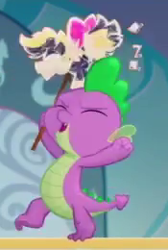 Size: 175x260 | Tagged: safe, imported from derpibooru, screencap, songbird serenade, spike, dragon, my little pony: the movie, claws, cropped, eyes closed, male, solo, tail