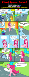 Size: 1500x3900 | Tagged: safe, artist:asajiopie01, imported from derpibooru, night glider, pinkie pie, rainbow dash, soarin', spitfire, earth pony, pegasus, pony, fanfic:cupcakes, wonderbolts academy, bipedal, comic, crying, nature pants, net, pinkamena diane pie, spongebob squarepants