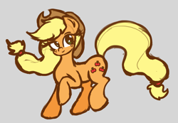 Size: 2945x2036 | Tagged: safe, artist:skeolan, imported from derpibooru, applejack, earth pony, pony, cute, female, gray background, jackabetes, mare, simple background, solo