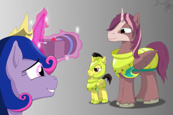 Size: 1097x728 | Tagged: safe, artist:cactuscowboydan, imported from derpibooru, oc, oc:king speedy hooves, oc:queen galaxia, oc:queen galaxia (bigonionbean), oc:tommy the human, alicorn, human, pony, alicorn oc, armor, camera, commissioner:bigonionbean, crown, cute, family, father and son, female, fusion, fusion:big macintosh, fusion:flash sentry, fusion:king speedy hooves, fusion:princess cadance, fusion:princess celestia, fusion:princess luna, fusion:queen galaxia, fusion:shining armor, fusion:trouble shoes, fusion:twilight sparkle, glowing horn, helmet, herd, hoof shoes, human oc, husband and wife, jewelry, magic, male, mother and son, ponified, regalia, royal family, telekinesis