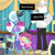 Size: 970x970 | Tagged: safe, edit, edited screencap, imported from derpibooru, screencap, bulk biceps, jvj-24601, trixie, dog, robot, best in show: the pre-show, equestria girls, equestria girls series, spoiler:eqg series (season 2), arrow, best human, best pet, boasting, cropped, cute, diatrixes, pet carrier, stroller, trixie's dog