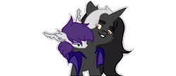 Size: 460x200 | Tagged: safe, artist:urpone, imported from derpibooru, oc, oc only, oc:aishu, oc:magnu, pony, biting, hug, looking at each other, magshu, one eye closed, pixel art