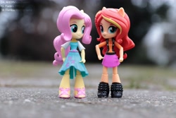 Size: 6000x4000 | Tagged: safe, artist:artofmagicpoland, imported from derpibooru, fluttershy, sunset shimmer, equestria girls, equestria girls series, clothes, doll, dress, equestria girls minis, female, irl, photo, skirt, toy