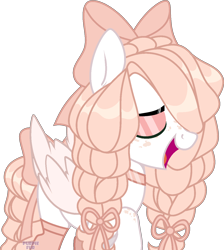 Size: 1220x1361 | Tagged: safe, artist:rerorir, imported from derpibooru, oc, oc only, oc:abigail, pegasus, pony, bow, clothes, female, hair bow, mare, simple background, socks, solo, transparent background